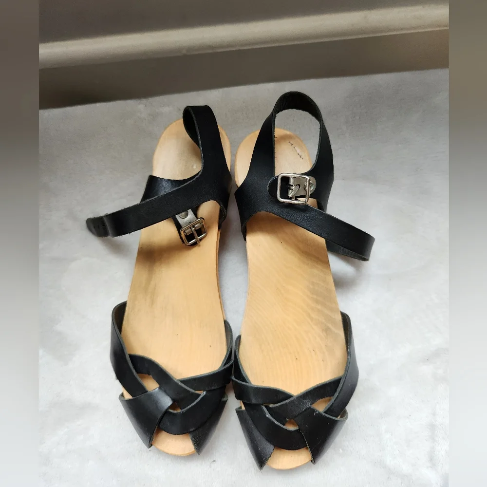 Swedish Hasbeens black leather clog size 36/6.5 - Picture 6 of 6